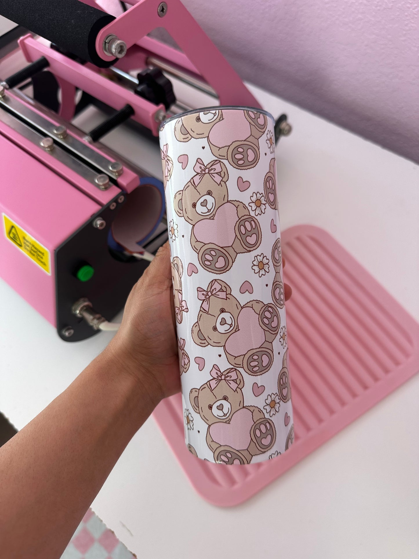 Cute bear Valentine’s tumbler, romantic coffee tumbler, insulated 20oz drinkware, Valentine’s Day gift, Stainless steel cup, Cute gift