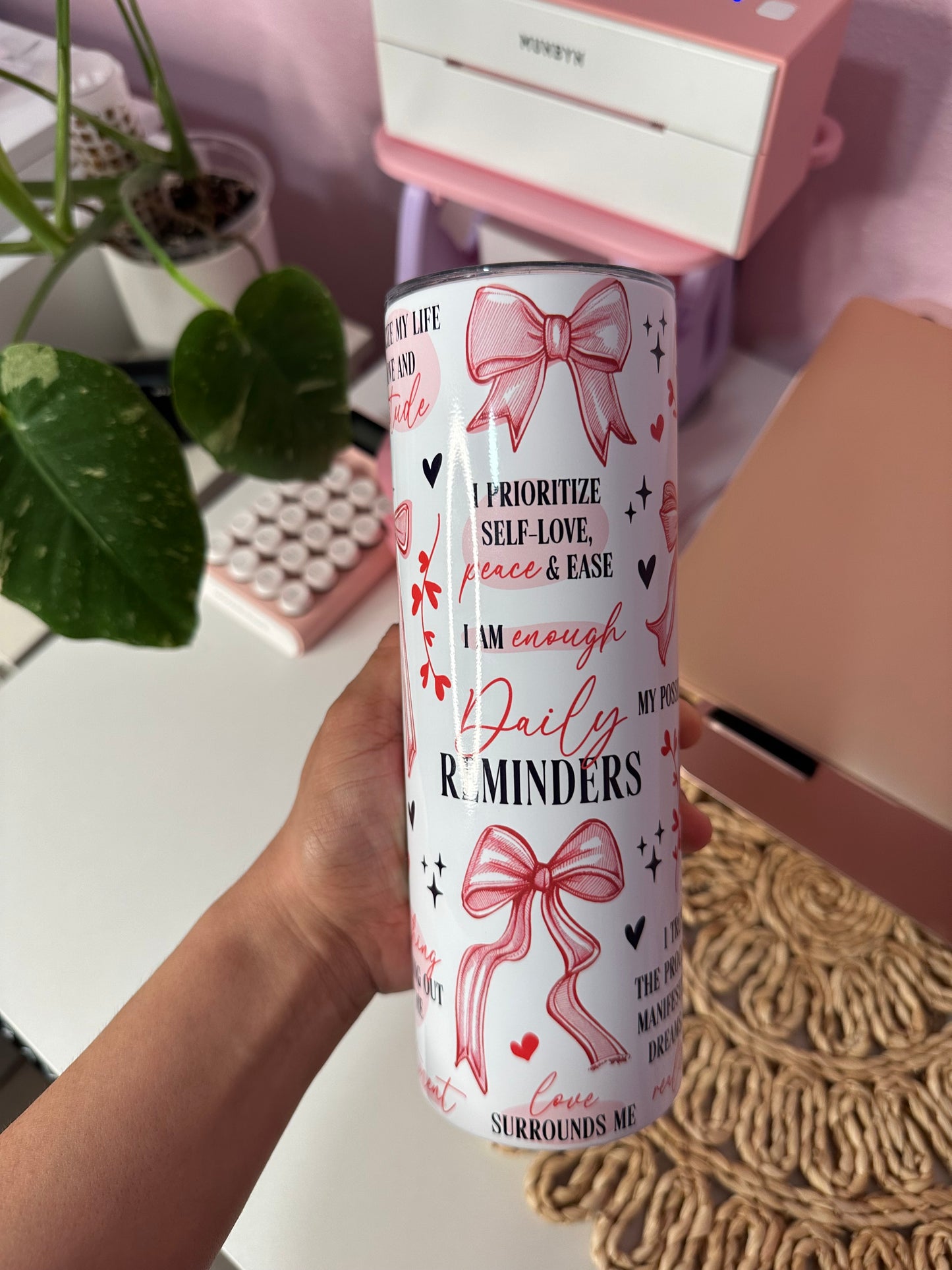 Coquette Daily Reminders 20oz tumbler | Coquette Tumbler | Daily Affirmation Tumbler