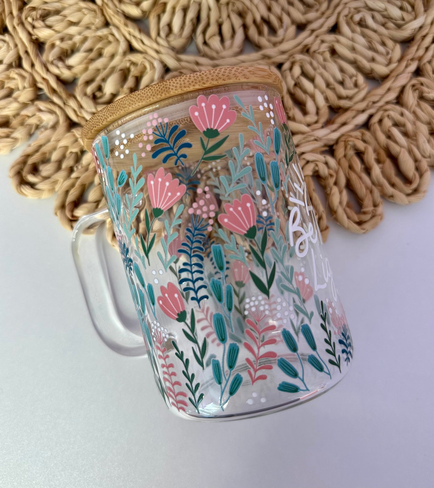 Be the light Mathew 5:14 Glass Cup / Coffee Cup / Gifts for Her / Iced Coffee Cup / Christian Gifts