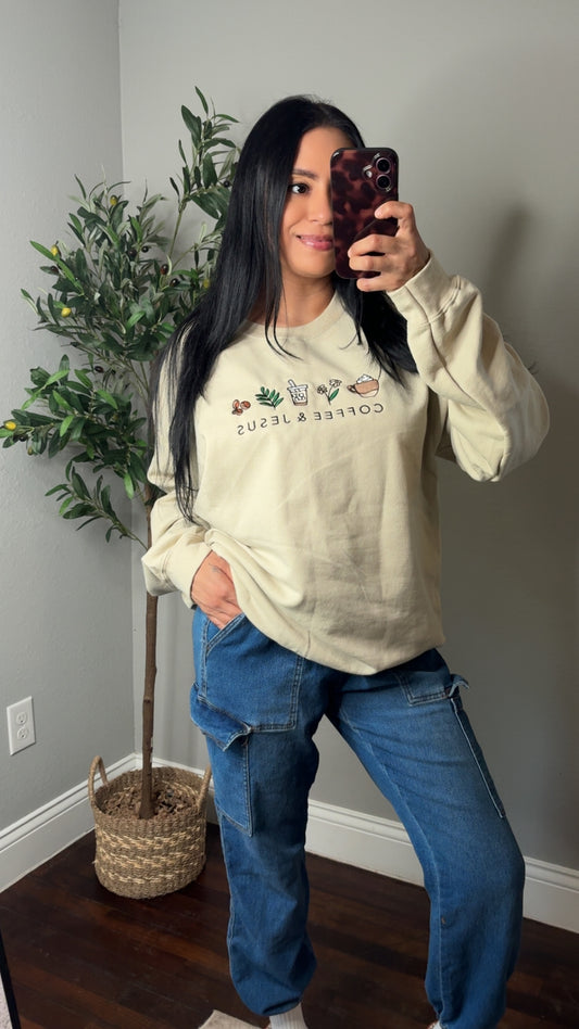 Coffee and Jesus crewneck