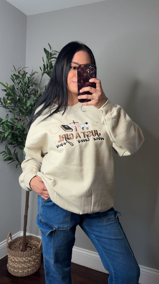 Just a girl who loves Jesus Crewneck