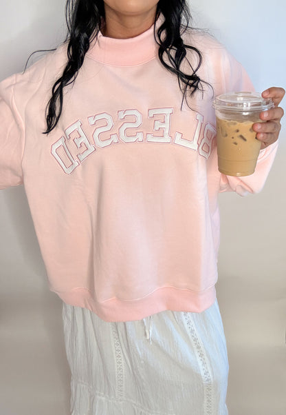 Restock**Blessed & Cozy Mockneck Crew