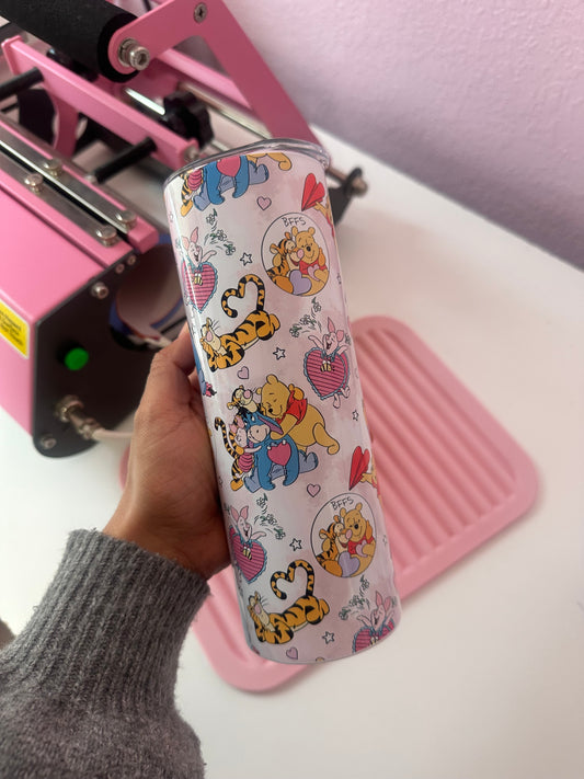 Winnie the Pooh 20oz Tumbler – Cute Valentines Gift, Insulated Stainless Steel Cup