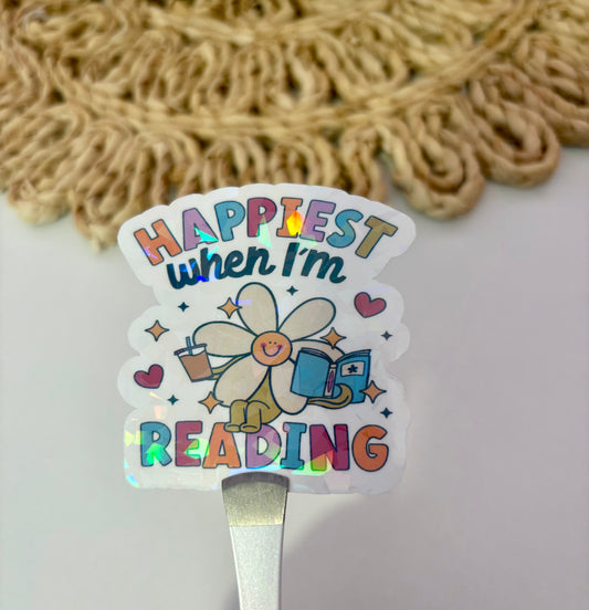 Happiest When I am Reading Sticker