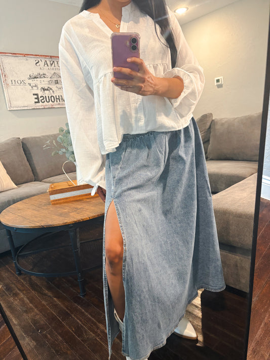 Cottage denim skirt
