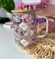 Floral Book Lover Glass Cup / Books and Coffee Cup / Gifts for Her / Book Lover Gifts / Iced Coffee Cup / Book Gifts description