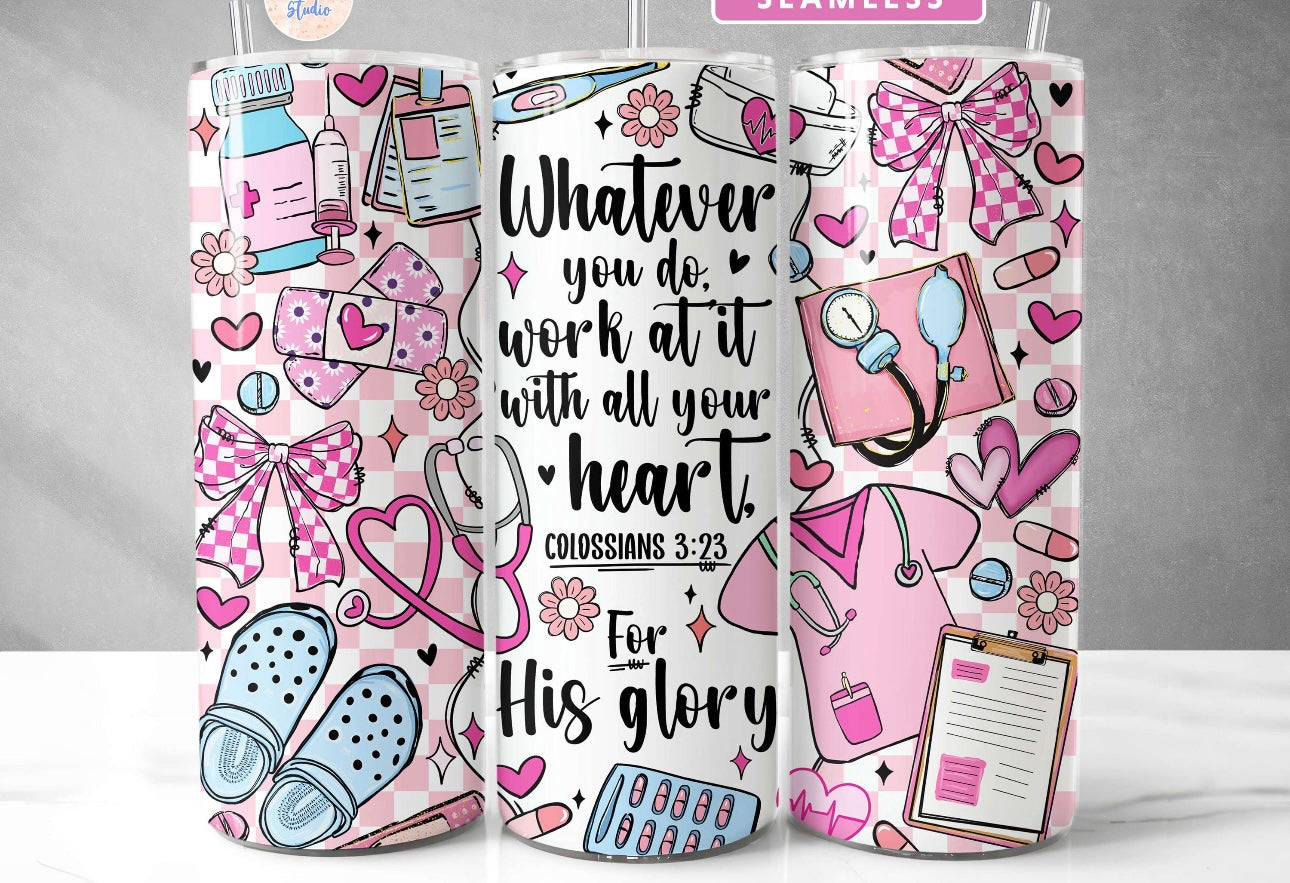 Christian Nurse 20oz Tumbler | Inspirational Drinkware for Nurses of Faith