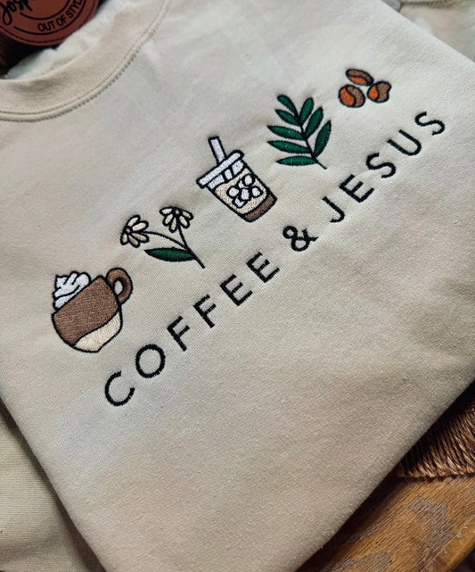 Coffee and Jesus crewneck