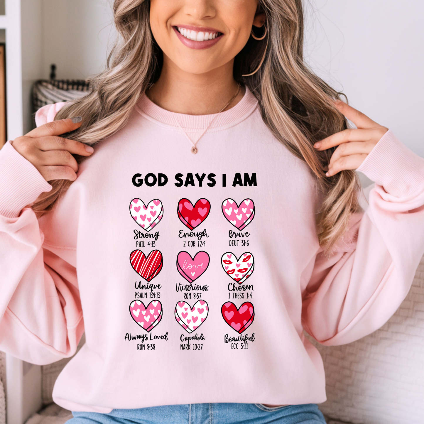 God Says I am Valentine Sweatshirt, Jesus Valentine Sweater, Christian Valentine Gift, Valentine Bible Verse, Retro Valentine Shirt, Love Christian