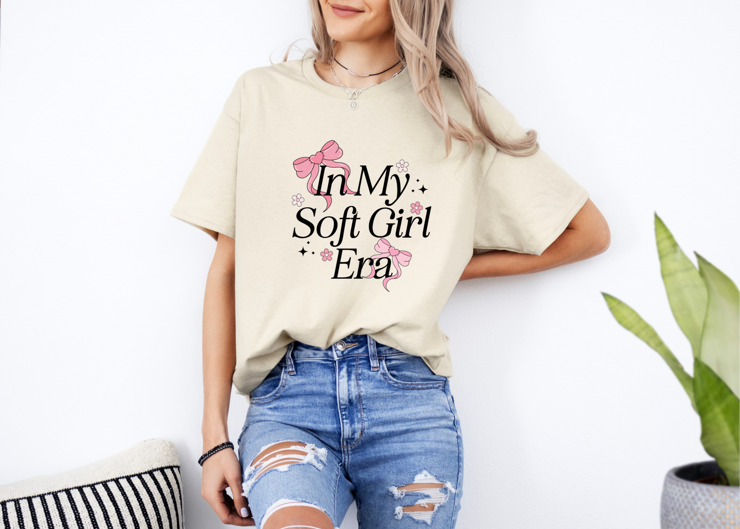 In My Soft Girl Era Shirt, Women's Tee, Coquette Shirt, Girl Gifts, Pink Coquette Bow