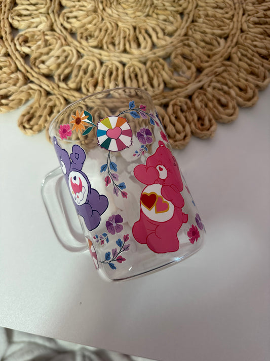Care Bear 15oz Glass Mug | Cute Aesthetic Coffee Cup | Gift for Bear Lovers