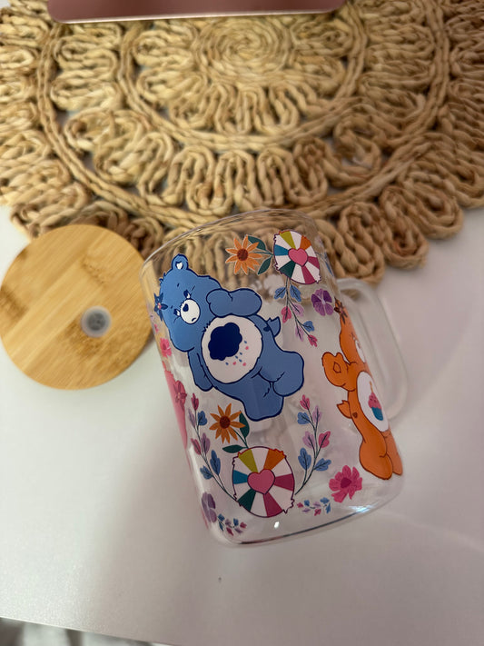 Care Bear 15oz Glass Mug | Cute Aesthetic Coffee Cup | Gift for Bear Lovers